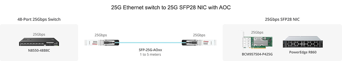 25G Ethernet Switch to 25G SFP28 NIC with AOC